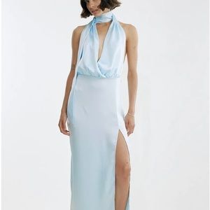 Satin scarf maxi dress wedding dress